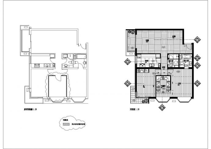 某住宅楼室内装修设计cad施工方案图纸_图1