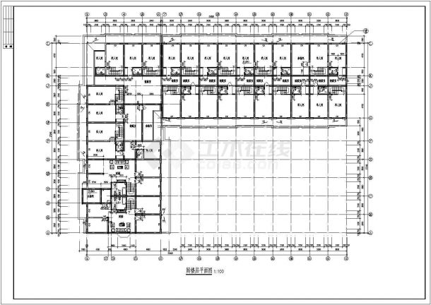 某六层宿舍楼建筑方案cad设计图 -图二