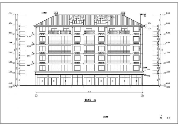 某六层框架结构商住楼建筑设计图纸_图1