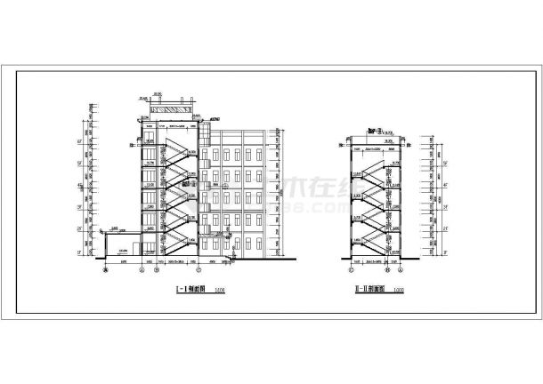 某地区V型的办公楼建筑施工总套图纸-图二