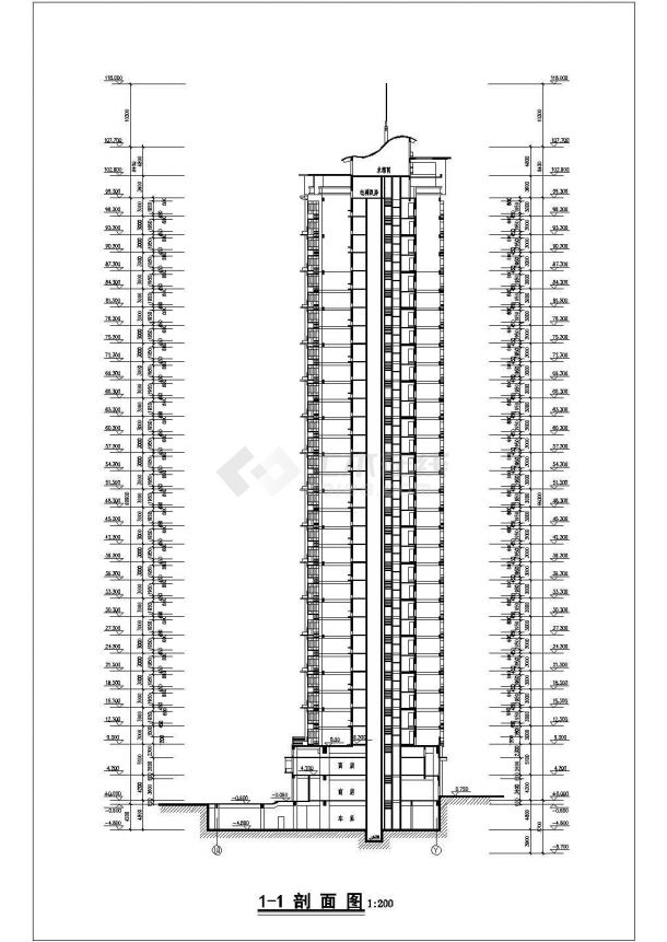 某二十八层综合商住楼建筑设计方案图-图一
