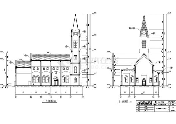 经典欧式教堂风格全套建筑施工图纸-图一