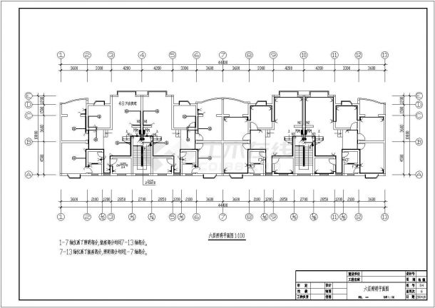 某七层住宅楼电气设计施工CAD图-图二