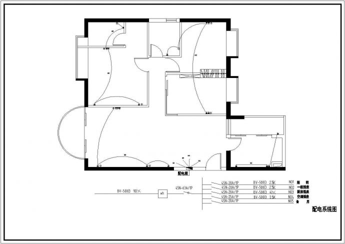 某经典三室两厅装修cad施工设计图_图1