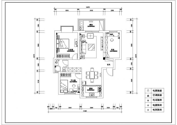 某套家装室内装修cad施工设计图纸_图1