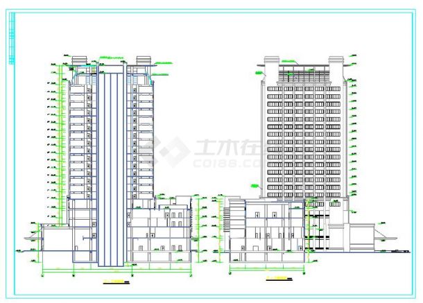 塘栖大厦酒店建筑施工CAD设计图纸-图二