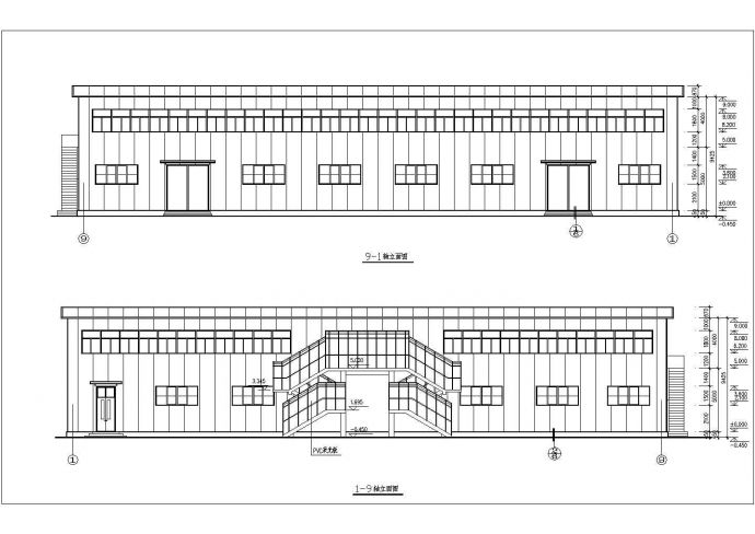 某地二层钢结构食堂建筑设计方案图_图1