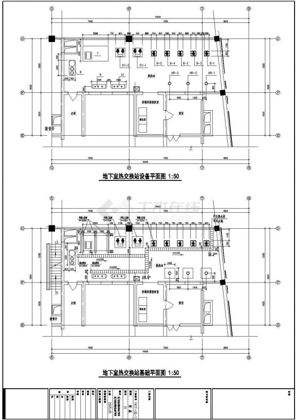 热交换机房建筑施工cad设计图纸-图二