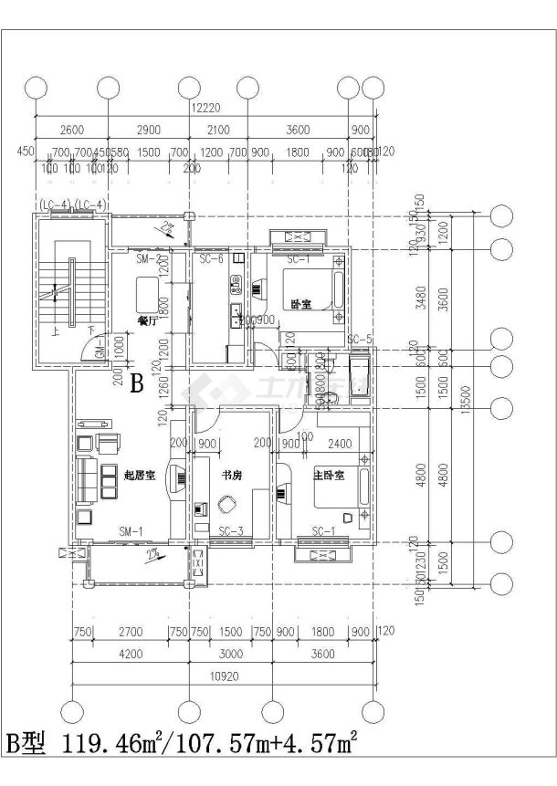 某地区较受欢迎的住宅楼建筑户型图-图二