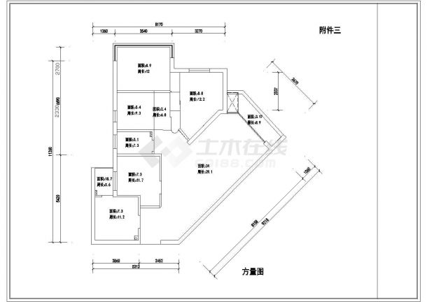 某住宅户型家装设计cad施工图纸-图二