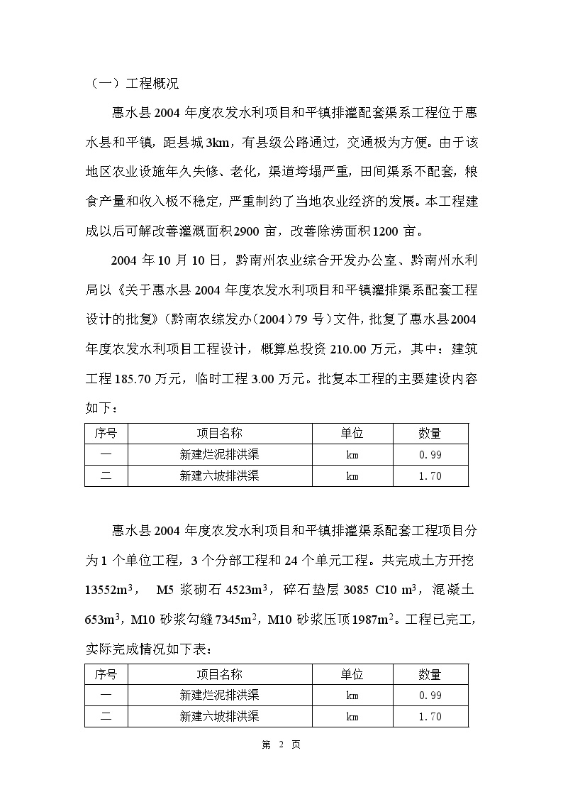 惠水县2004年度农业综合开发水利项目监理工作报告.doc-图二