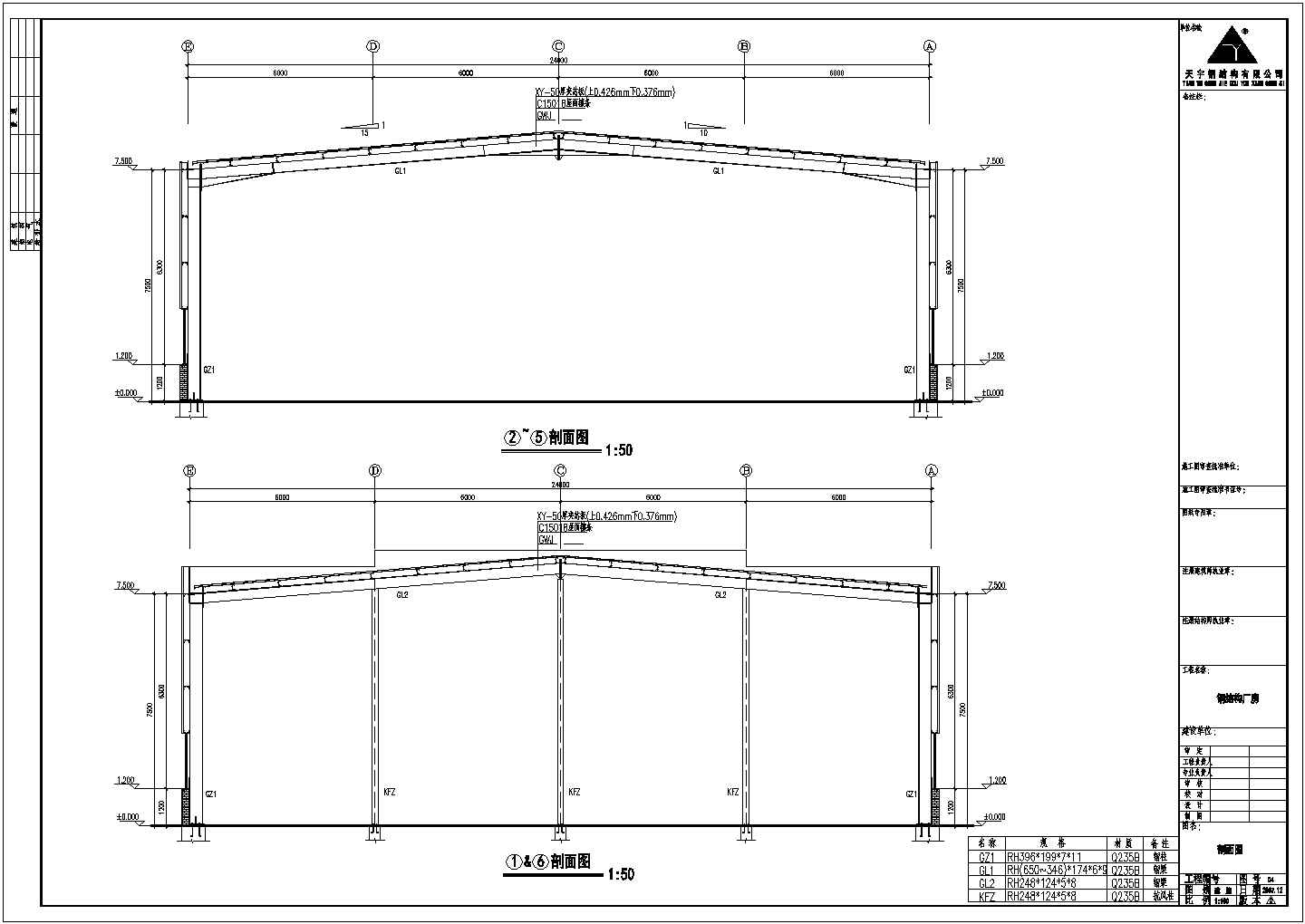 某地单层钢结构厂房工程结构施工图
