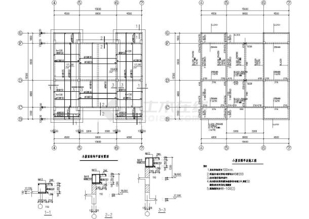 框架结构办公楼结构cad设计施工图纸全套-图一