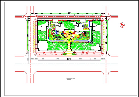 市中心人民广场绿化规划cad平面施工图_图1