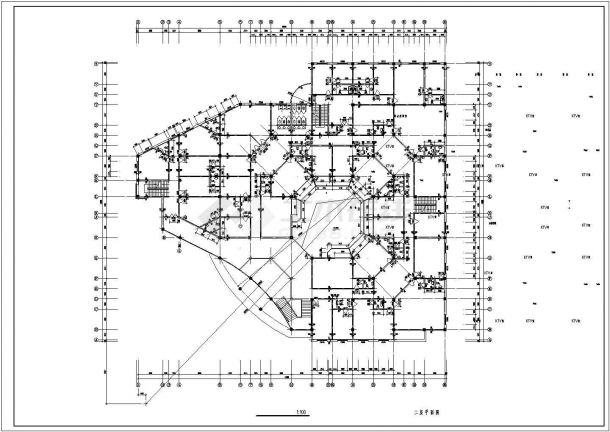 某娱乐城建筑完整设计施工方案平面图纸-图二