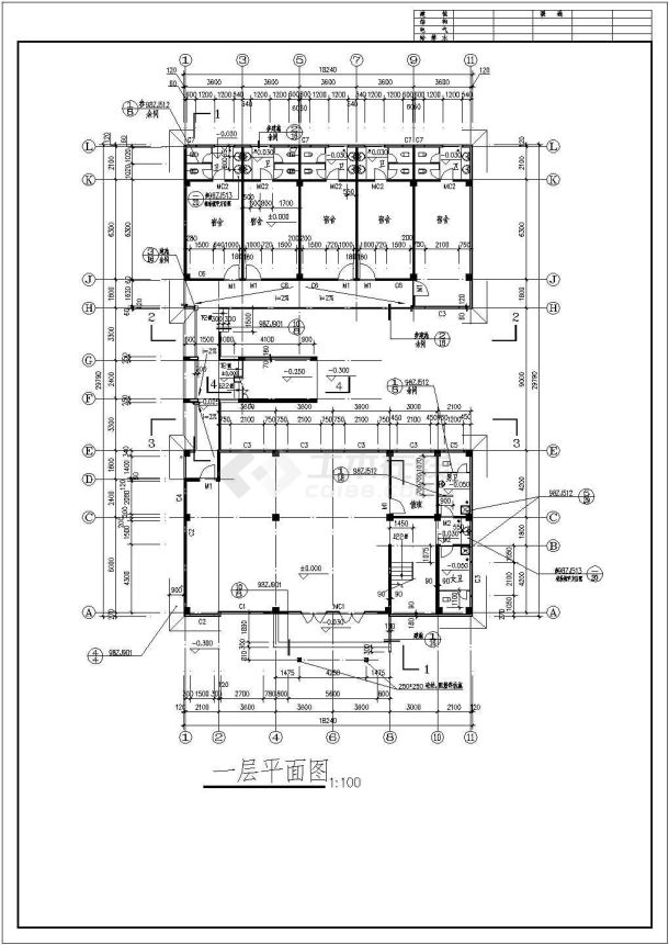 综合楼建筑施工全套方案CAD图纸-图一