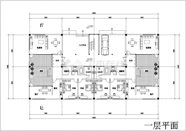 别墅建筑设计方案专业设计CAD图纸-图二