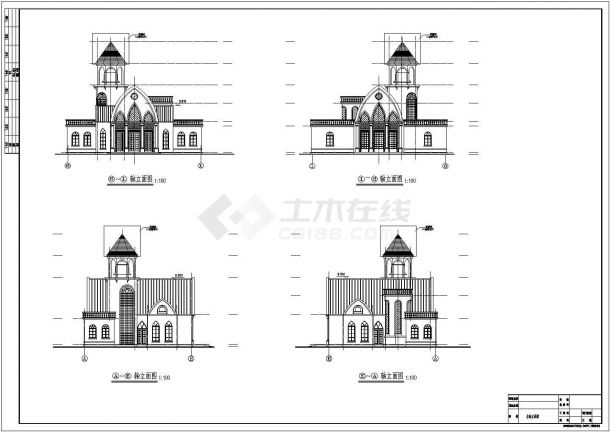小型古堡教堂的建筑结构设计cad施工图-图二