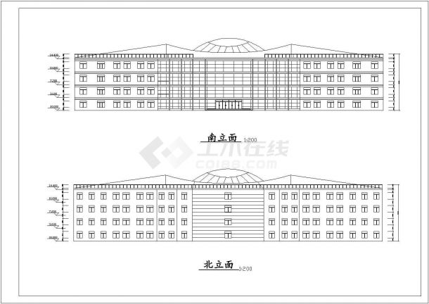框架结构学校行政楼建筑设计CAD图纸-图一