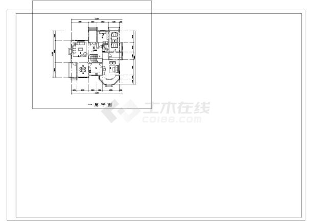 某地区欧式别墅建筑设计cad图纸-图二