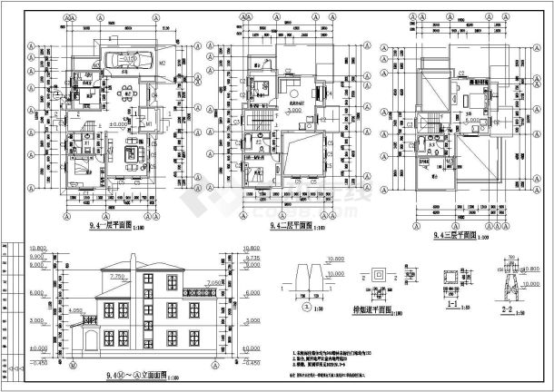 某小区样板楼住宅施工cad图纸全套-图二