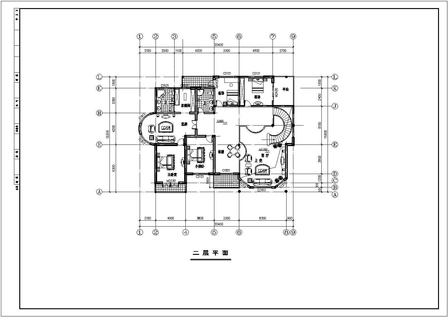 经典两层别墅建筑室内装修cad施工工程图纸