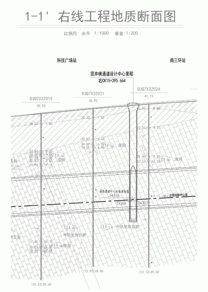  区间右线纵断面.马头门设计_图1