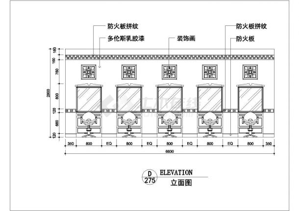 某美容美发店立面及服装店橱窗cad立面施工设计图-图一