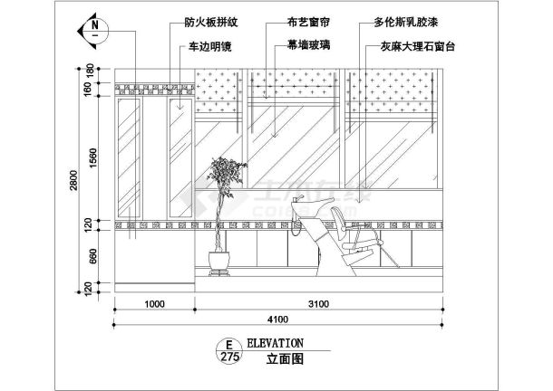 某美容美发店立面及服装店橱窗cad立面施工设计图-图二