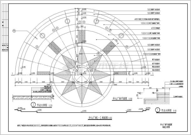 某广场环境建筑设计cad施工图大样图-图二