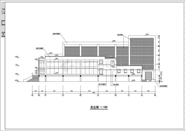 某地区某报告厅CAD建筑设计施工方案图纸-图二