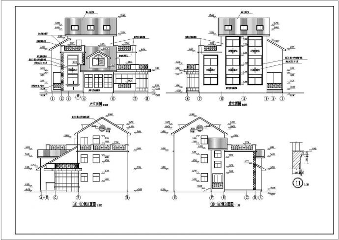 某地区某别墅结构建筑全套cad设计图_图1