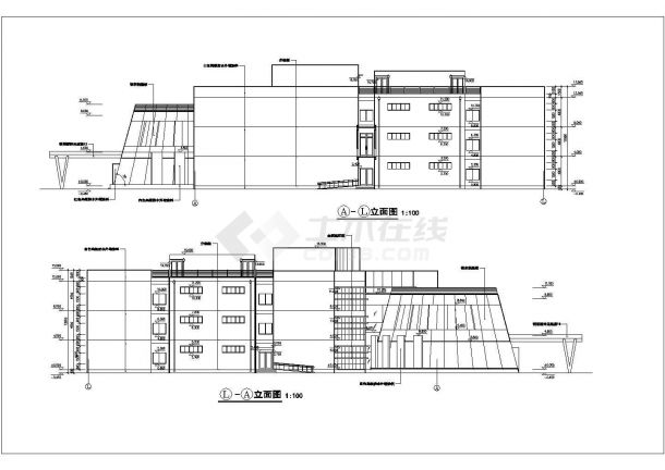 某企业三层办公楼建筑施工CAD图-图二