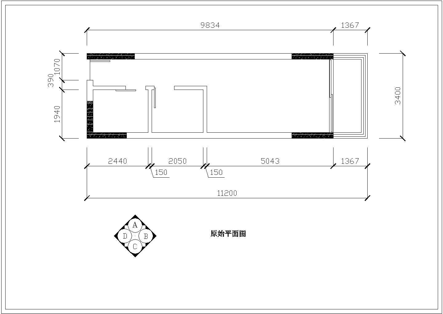 某单身公寓室内装修cad施工图纸