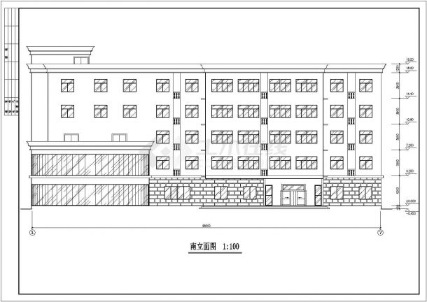 某厂区五层宿舍综合楼建筑设计方案图-图二