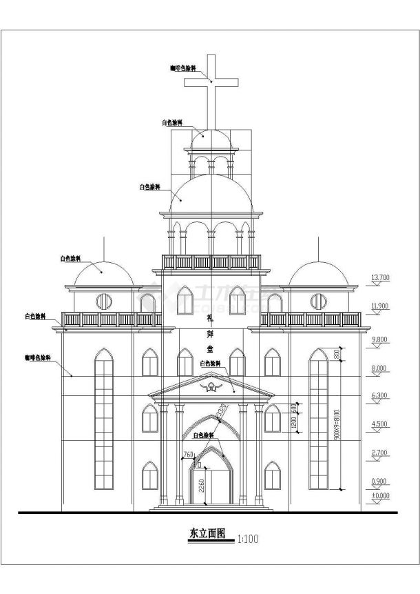 某地三层教堂建筑全套设计施工方案-图二
