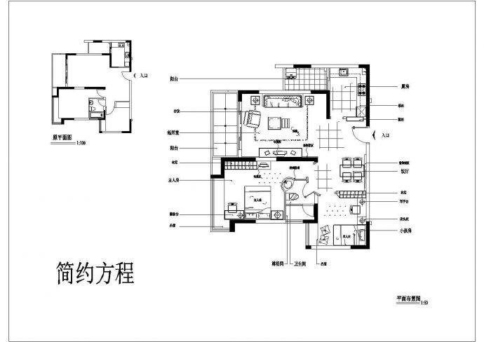 某私宅室内装修cad设计施工方案图_图1