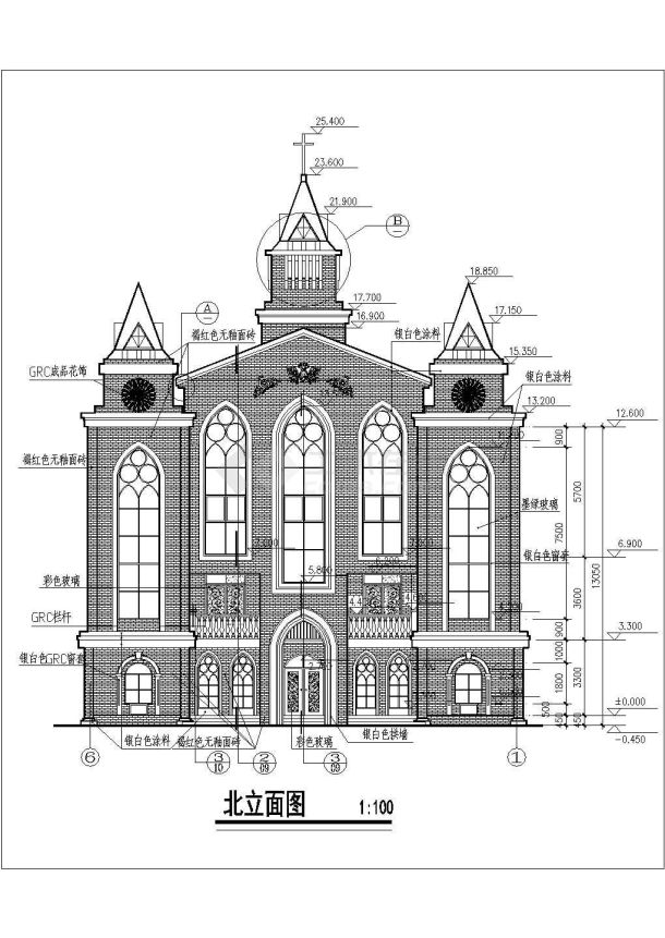 某地著名教堂建筑设计施工CAD图-图一