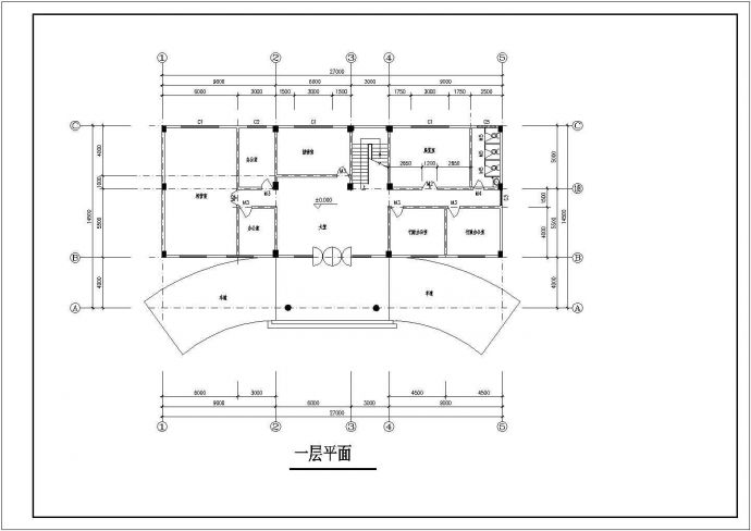 一套小型欧式三层办公楼建筑方案图纸_图1