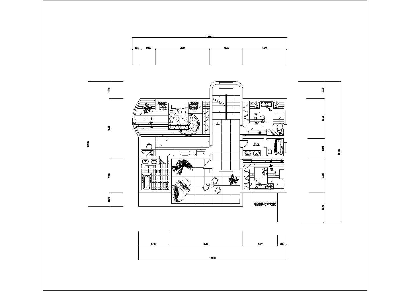 某别墅室内整套装修CAD施工图纸