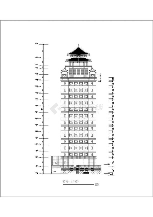 某地双子塔综合大楼设计施工CAD图-图二