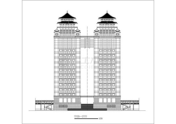 某地双子塔综合大楼设计施工CAD图纸-图一