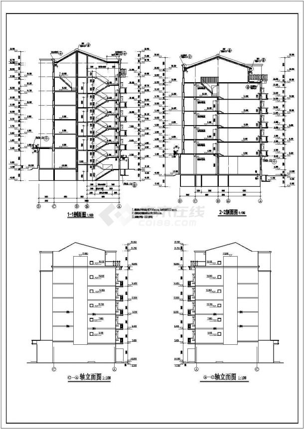 某城市底层商铺住宅楼建筑cad施工图-图一