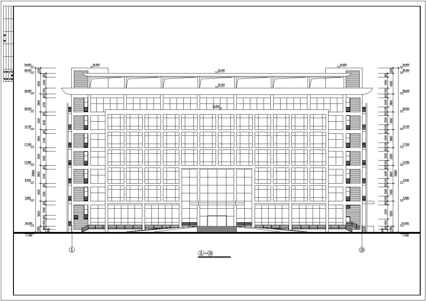 七层办公楼建筑详细施工CAD图纸