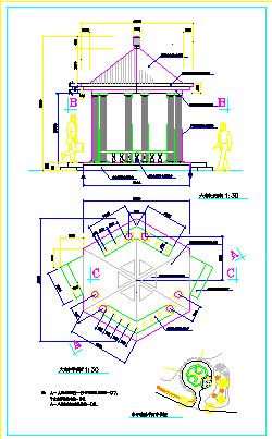 38种园林景观cad凉亭设计施工图-图一