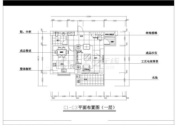 某小区住宅户型建筑CAD设计方案图-图一