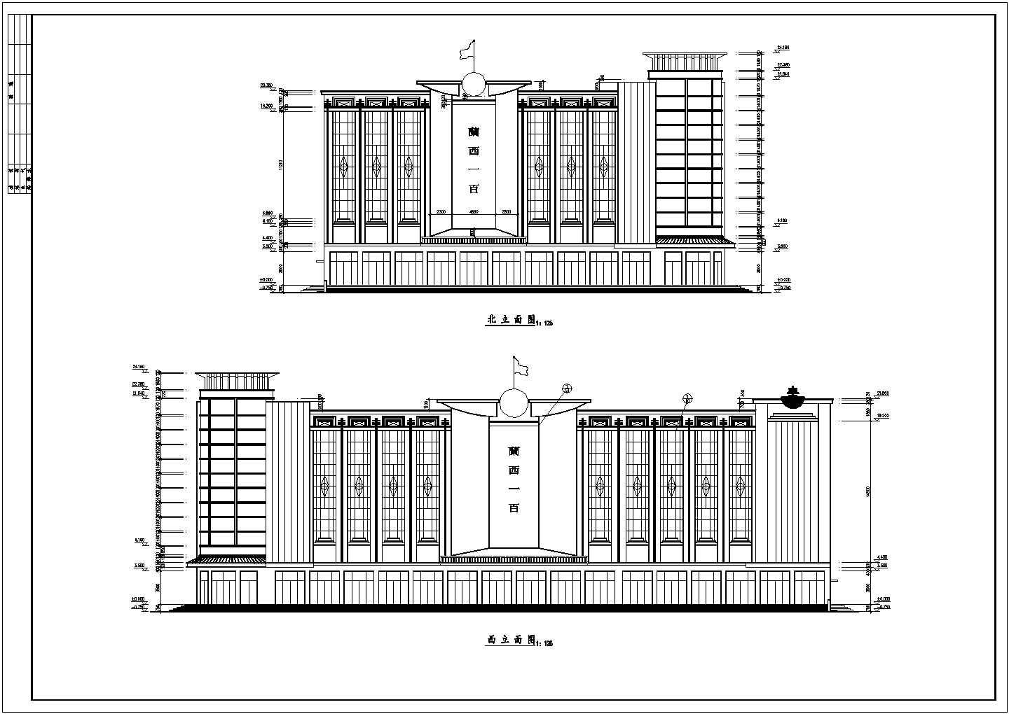 某地中型商场建筑设计图（标注详细）
