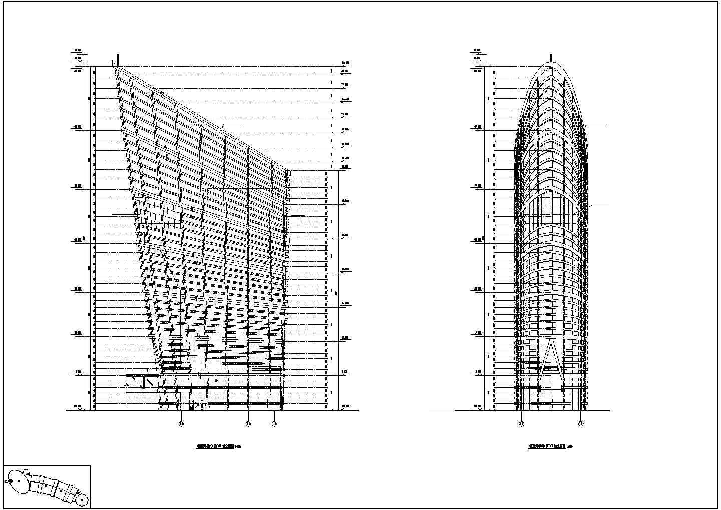 高层钢塔框剪会展中心施工设计CAD图纸