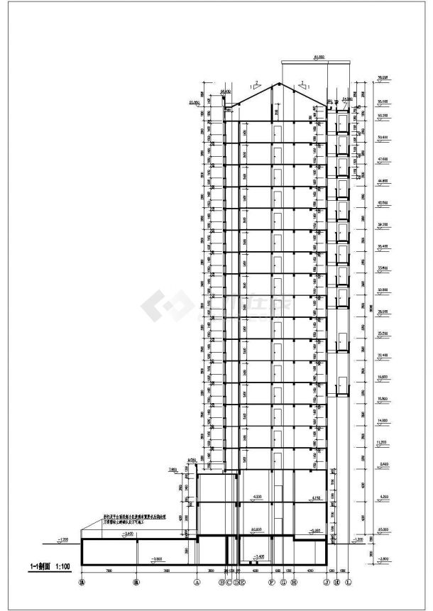 某小区十八层综合住宅楼建筑设计图-图一
