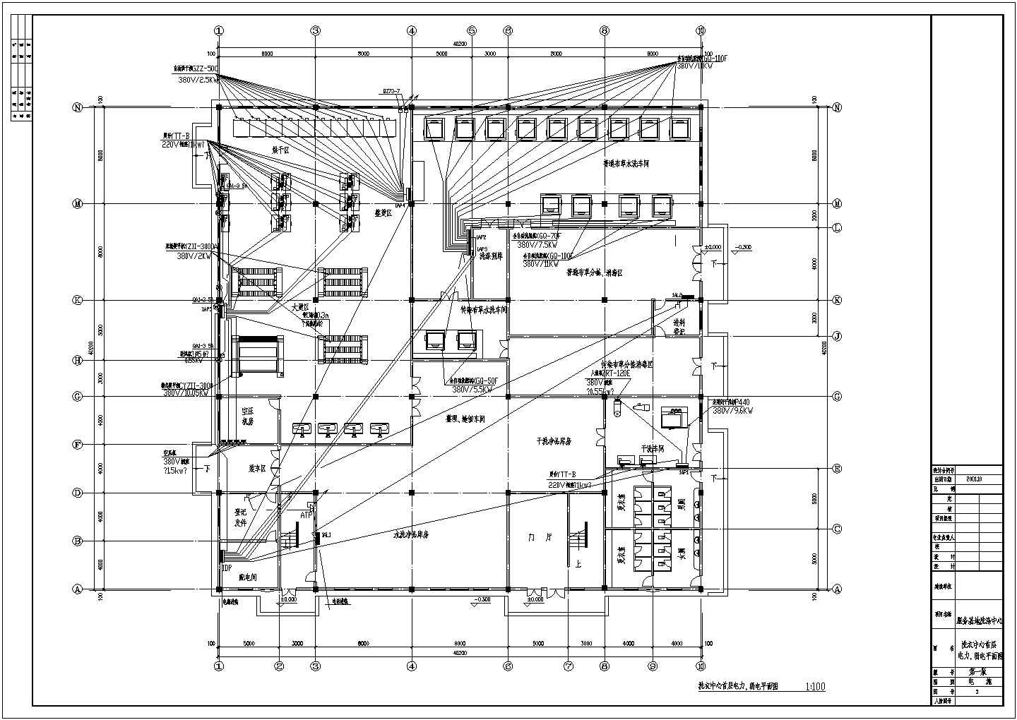 洗衣机房电气施工设计方案全套CAD图纸